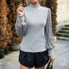 Women's Half Turtleneck Long-sleeved Sequined Patchwork Knitted Top