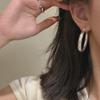 S925 Sterling Silver Korean Niche Large Smooth Buckle Earrings - Fashionable, Stylish Blogger Choice
