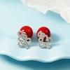 Festliche rote Perlen Weihnachtsbaum Ohrringe - Süßer Damen Winterschmuck