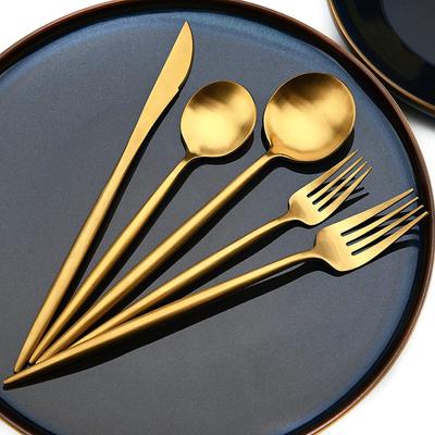 JANKNG 5 pezzi di stoviglie in oro opaco pesante 304 set di posate in acciaio inossidabile set di posate utensili da cucina posate set di posate
