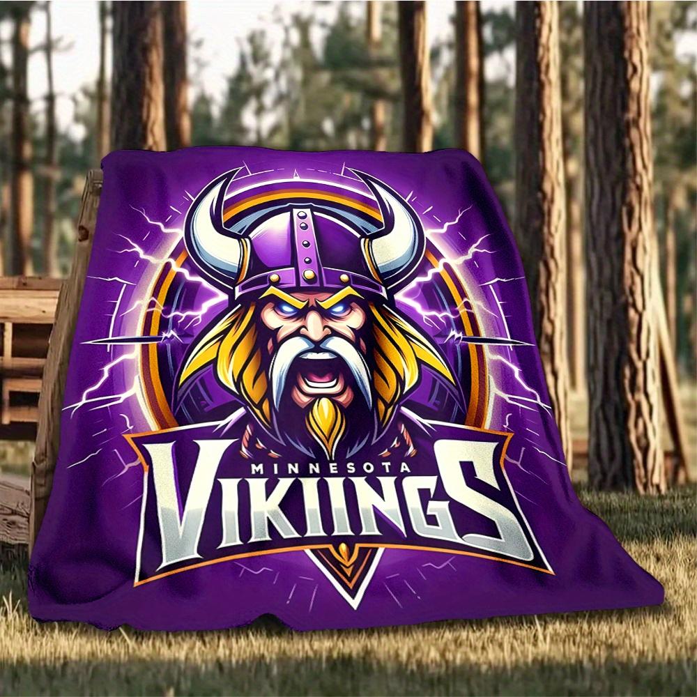 1pc Vikings, Minnesota, Helmet Digital Printed Flannel Blanket, Super Soft Plush Fleece Bed Cover, Multipurpose Four Season Blanket for Sofa