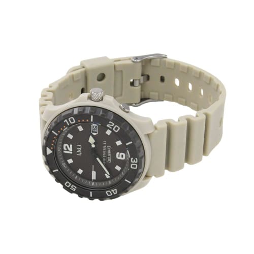 Citizen Q&Q Men's Analog Watch, Radio-Controlled, Solar Powered, 10 ATM Water Resistant, Urethane Band, D02A-005VK, Beige