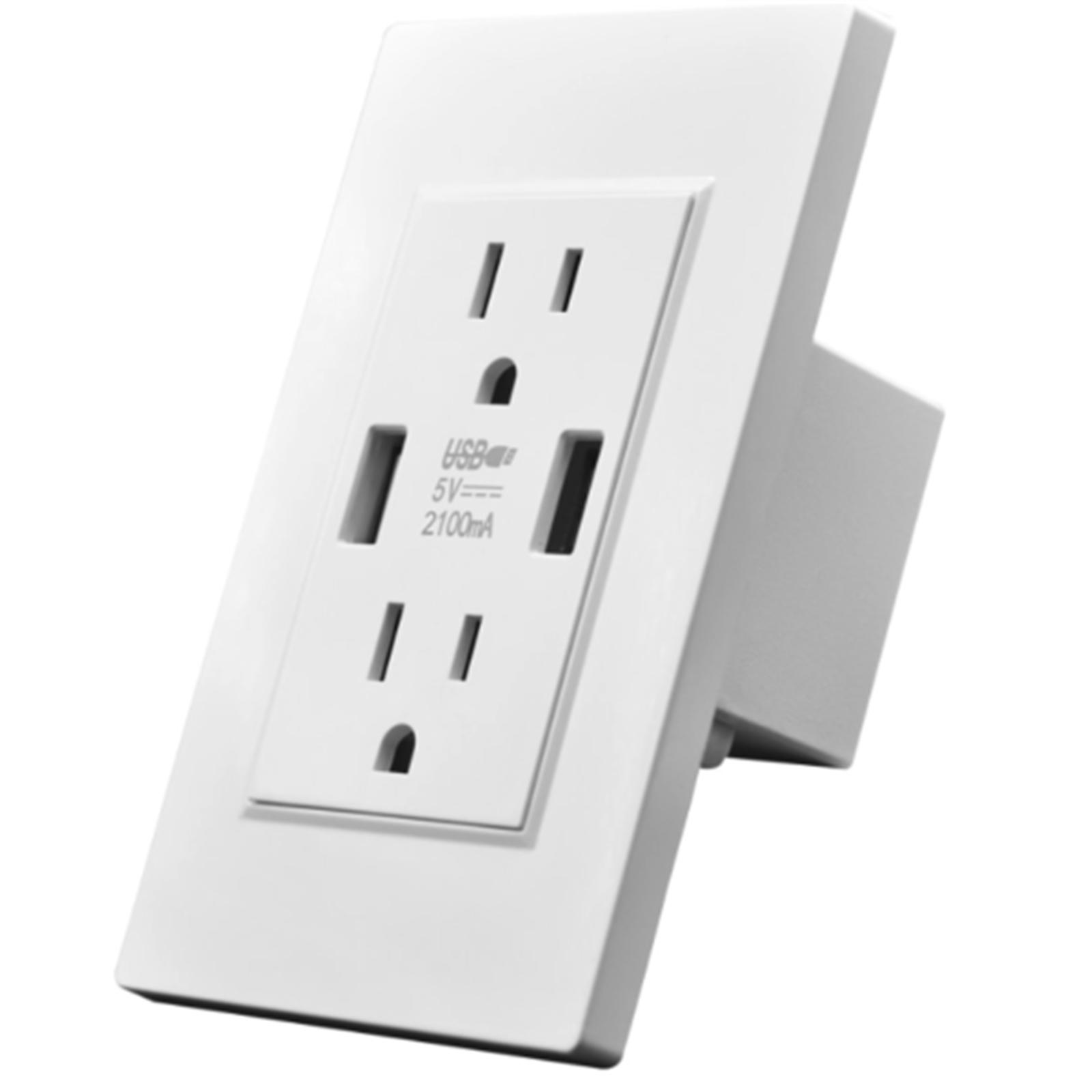 

15a Dual Usb Wall Outlet Port Power Socket Charger High Speed Charging Technology Ac Receptacle Plate grey #1