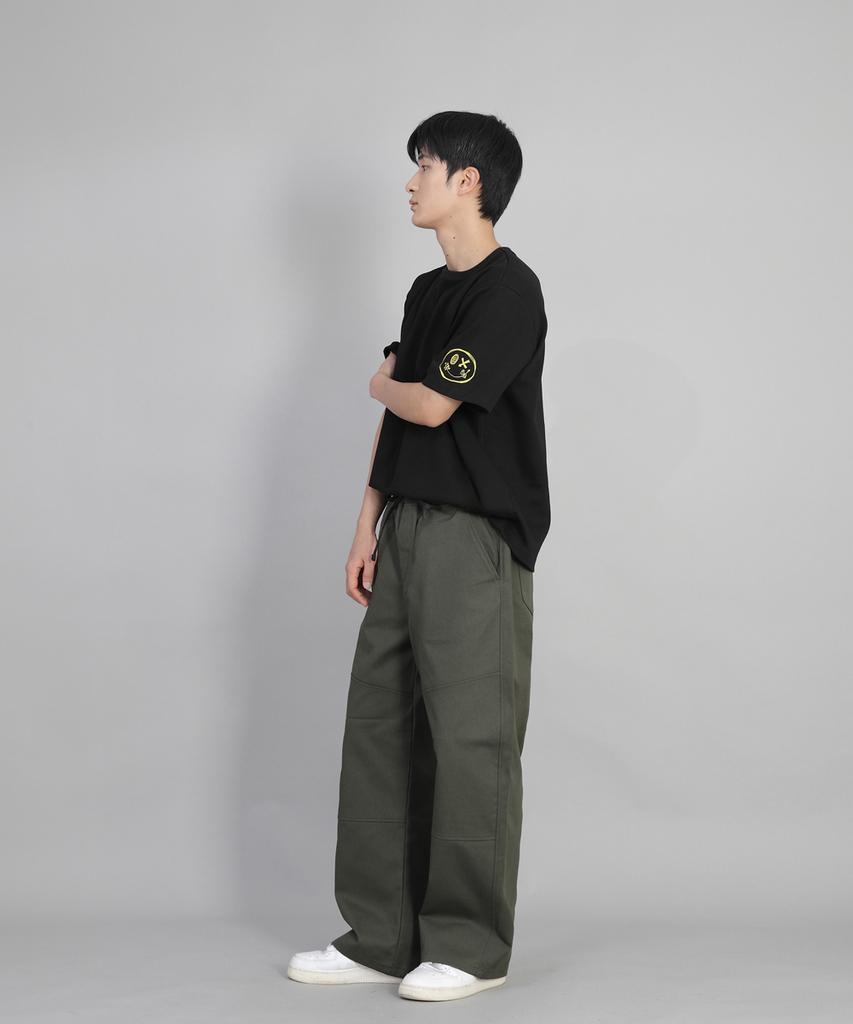 Seinteukeulu Front-Cutting Detail Ex Wide Pants Cde-371 Khaki