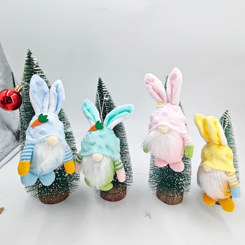 Easter Bunny Plush Toy Cute Rabbit Doll Soft Stuffed Animal for Home Decor Living Room Ornament Festive Party Decoration Hanging Pendant
