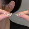 Elegant Zircon Wheat Leaf Earrings: Unique, Sparkling, and Versatile.