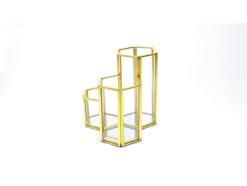 Nordic Style Makeup Brush Holder, Dressing Table Organizer, and Stationery Pen Holder Glass Storage.