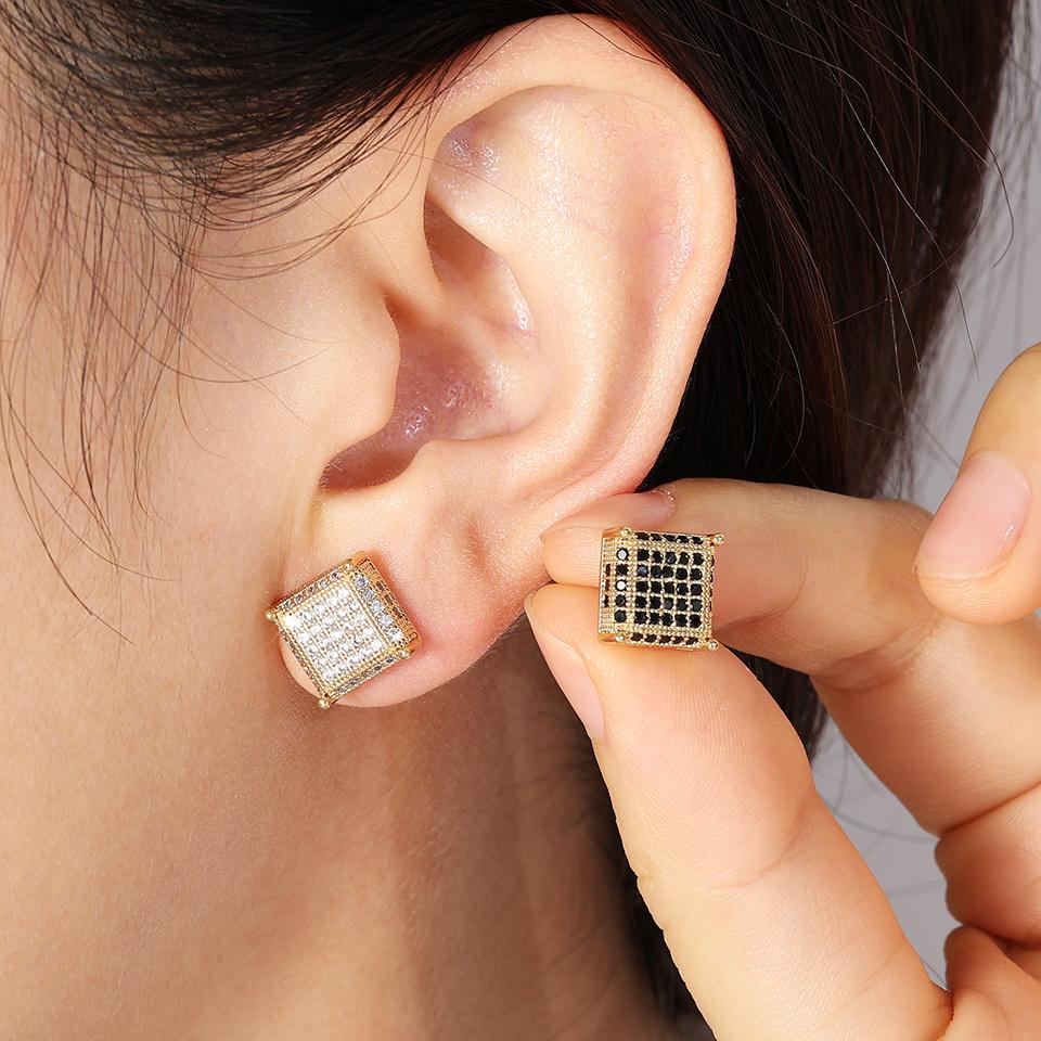 ZAKOL Buling Zirconia Earrings for Men Iced Out Micro Full Paved CZ Crystal Copper Earring Fashion Hip Hop Zircon