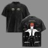 Kettensägenmann Makima Anime T-Shirt Herren Kleidung Harajuku Gewaschenes Oversized T-Shirt Sommer Kurzarm 100% Baumwolle T-Shirts Tops