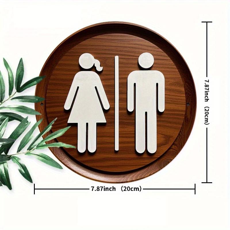

2d Flat 20*20cm, unisex Bathroom Logo Classic Style Round Wooden, Ideal for Cottage Decoration, Kitchen, Garden, Balcony,bathroom, Easy To Hang. 20*20cm