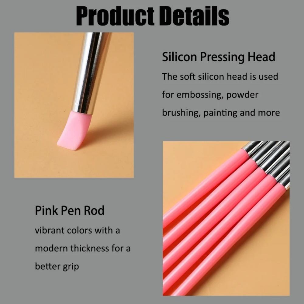 5Pcs/Set Silicone Nail Art Pen Brush 3D Image Carving Emboss Shaping Pen Brush UV Gel Polish Tip Professional DIY Manicure Tools