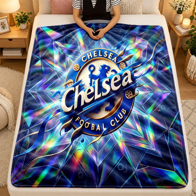 Flannel BlanketChelsea FC Warm Soft Throw Blanket for Indoor Sofa Bed Living Room Use