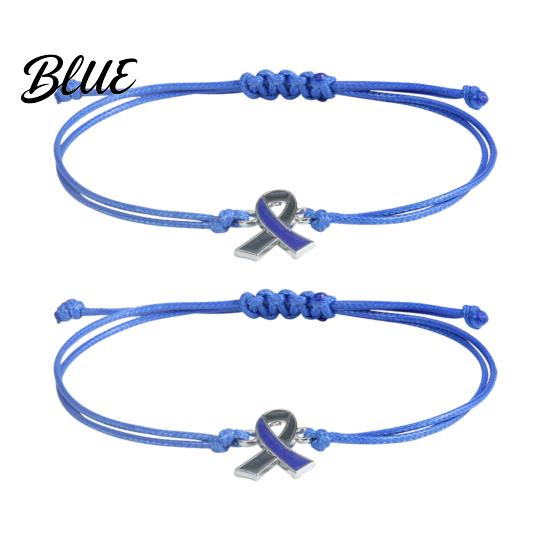 Breast Cancer Awareness Jewelry 2 Pcs Bracelets Adjustable Braided String Pink Ribbon Accessory Bracelets with Charm Inspirational Gifts for