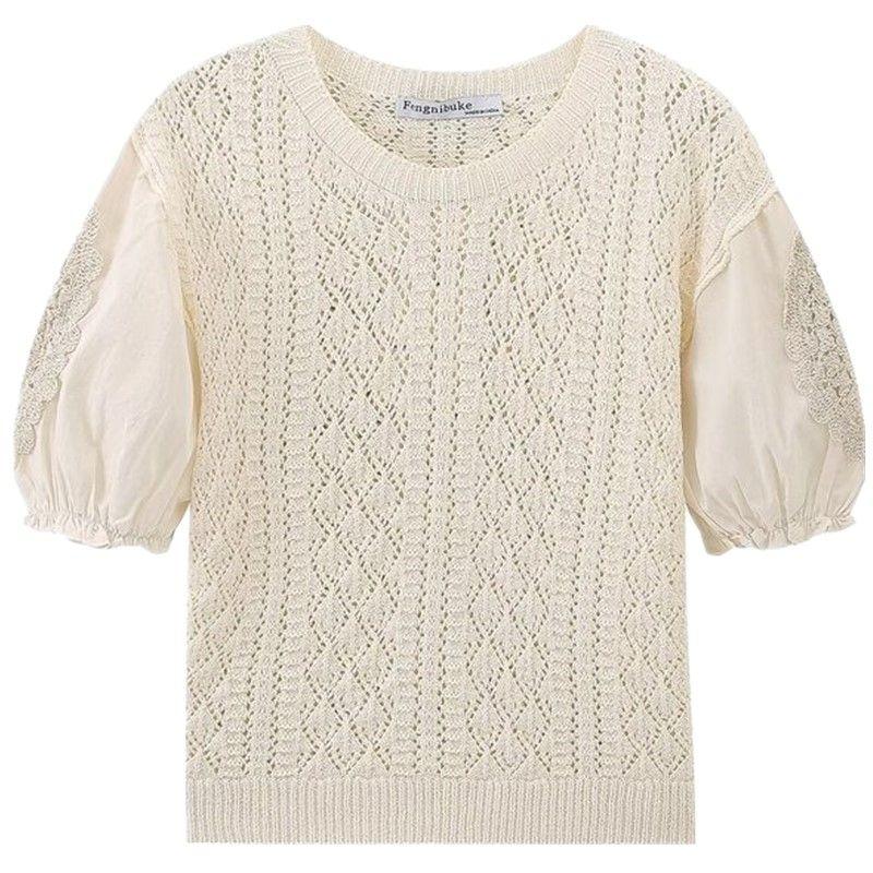 Fashion Style 2024 Summer New Women's Clothing Easiest for Match Puff Sleeves Romantic Style Knitting Tops 6236004