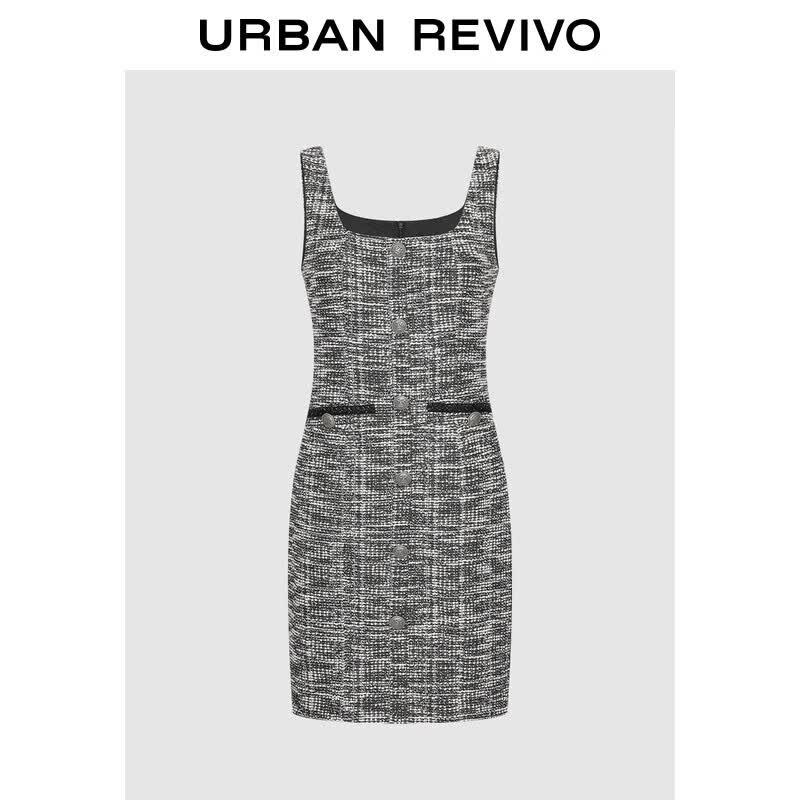 UR Women s Chic Tweed Belted Mini Dress L