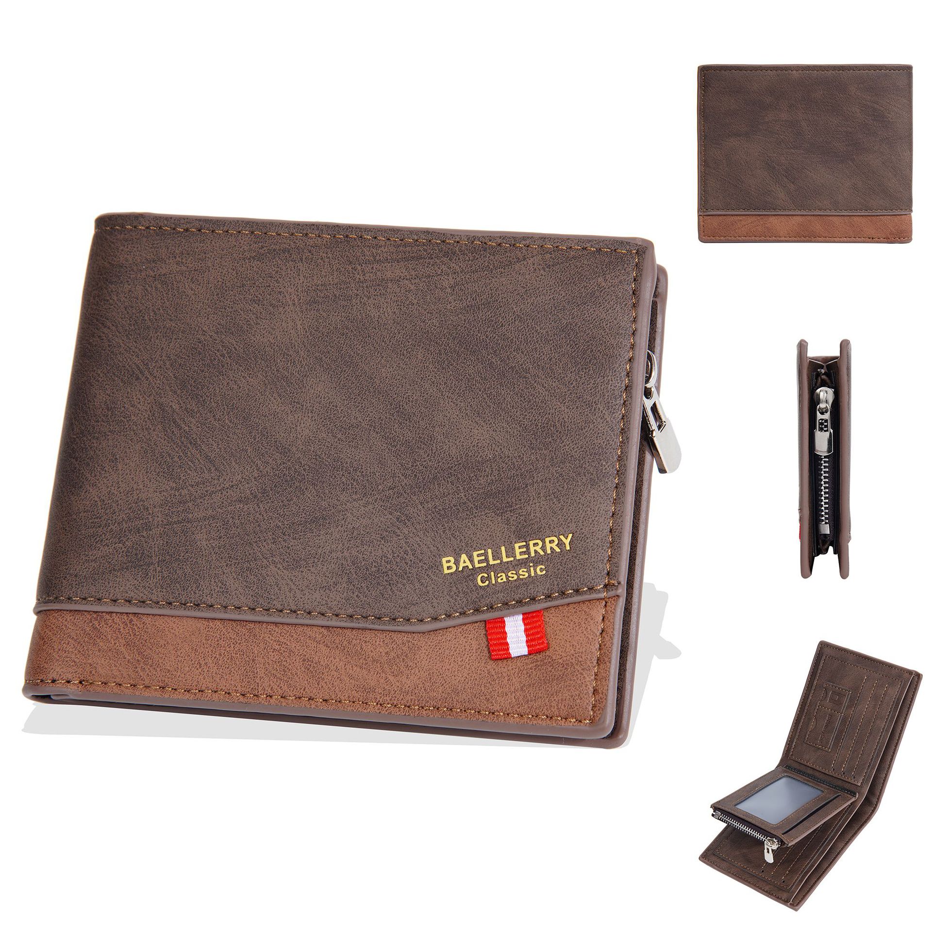 Кошелек, короткий ретро кошелек на много карт, кошелек с молнией для мелочи, мужской кошелек, мужской one size