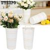 2pcs Tall Flower Buckets Metal Vase Rustic Farmhouse Centerpiece Vases for Table Wedding Home Table Decor Farmhouse Flower Bar Bucket Holder