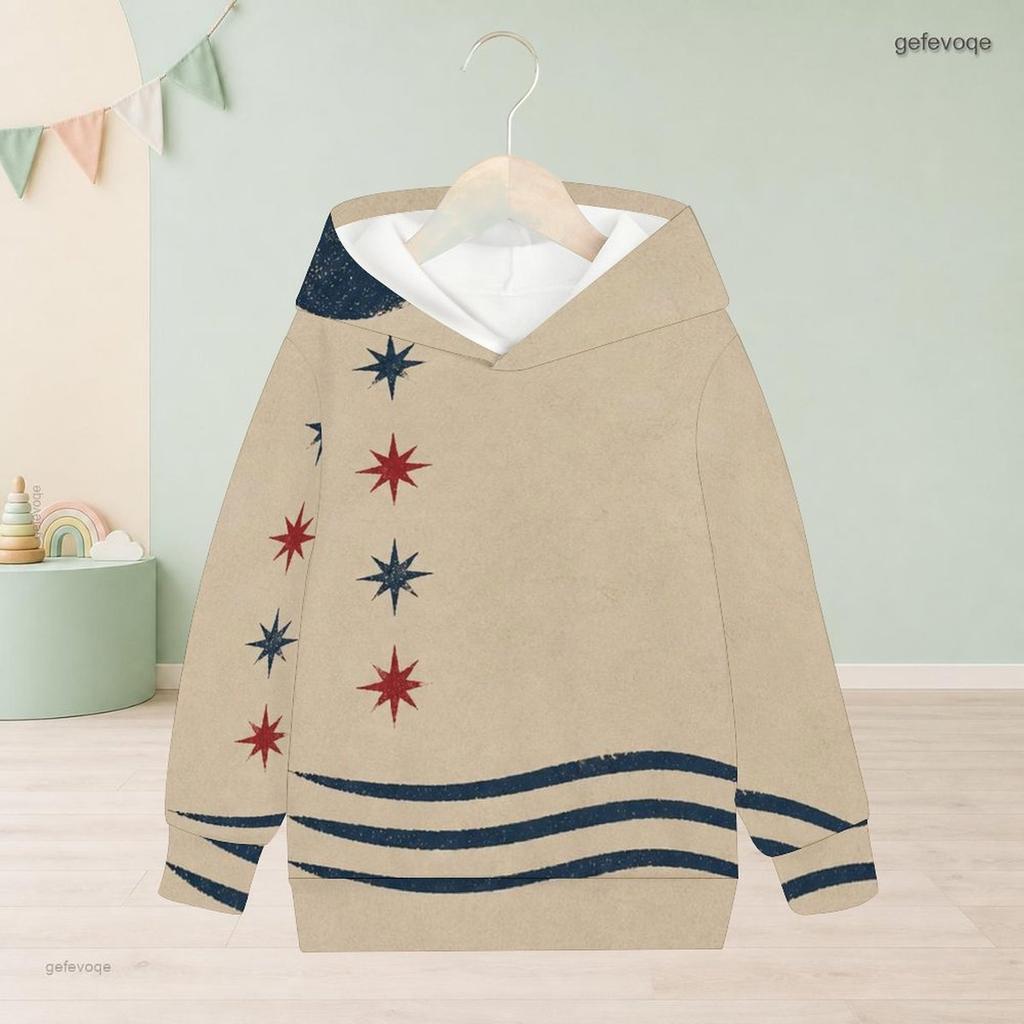 Girls Long Sleeve Hoodie Abstract Printed Casual Pullover Sweatshirt