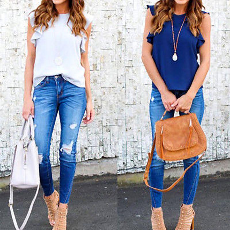 Elegant Ladies Summer Lotus Lace Short Sleeve Casual Shirt Tops Blouse T-shirt