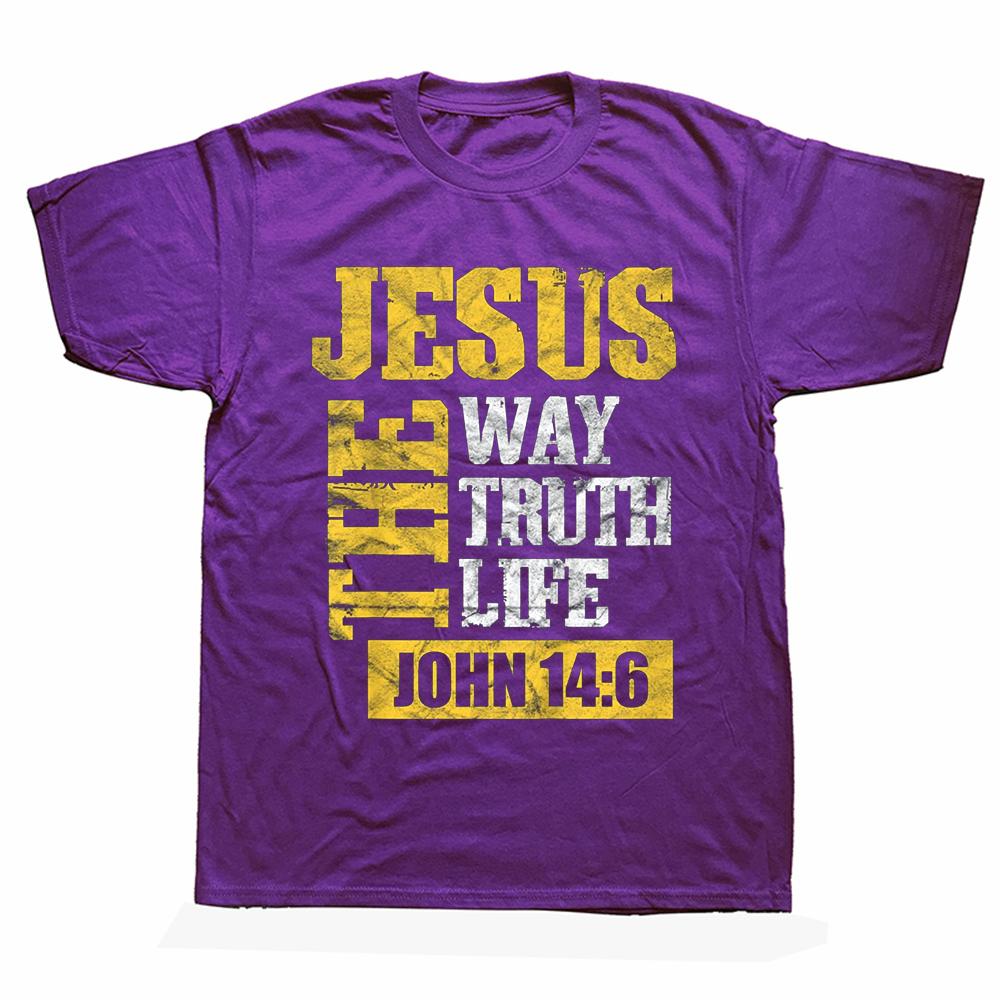 Unisex Jesus The Way Truth Life John 14:6 Christian T Shirts Graphic Cotton Streetwear Short Sleeve Birthday Gifts Summer Style T-shirt