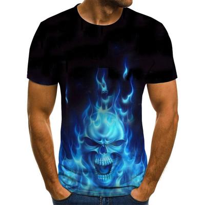 Frühling Sommer Lässige Herrenbekleidung Cooles Totenkopf-Bild 3D Digitaldruck Kurzärmeliges Herren-T-Shirt