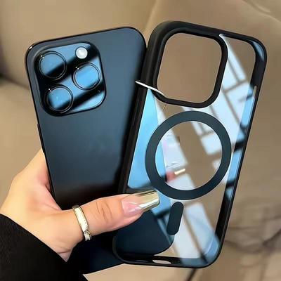 Nový černý průhledný magnetický kryt Magsafe pro iPhone 17 16 15 14 13 12 11 Pro Max Plus Mini Bezdrátové nabíjení Akrylový tvrdý ochranný kryt