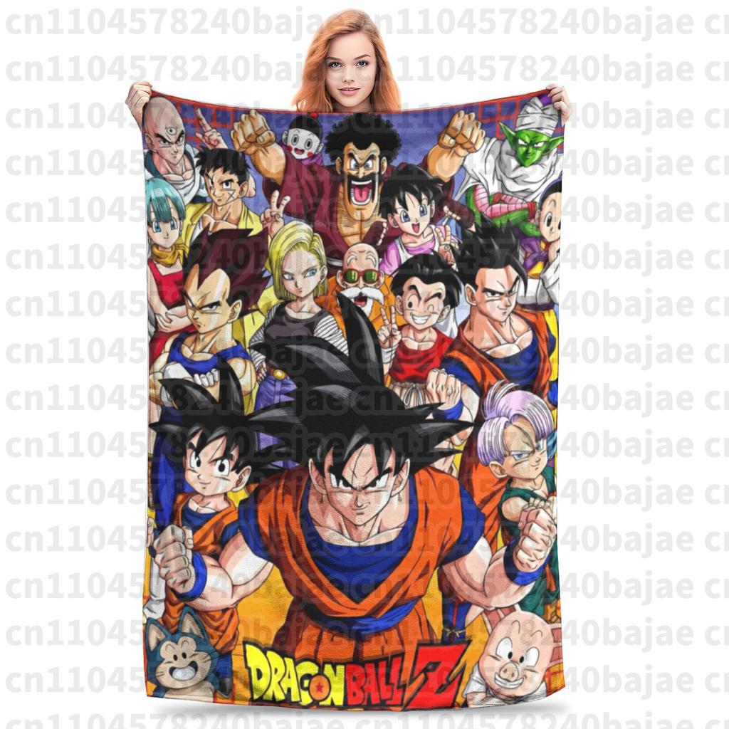 Dragon Ball Z Knitted Blanket Flannel Anime Son Goku Soft Throw Blankets for Bed Bedroom Quilt