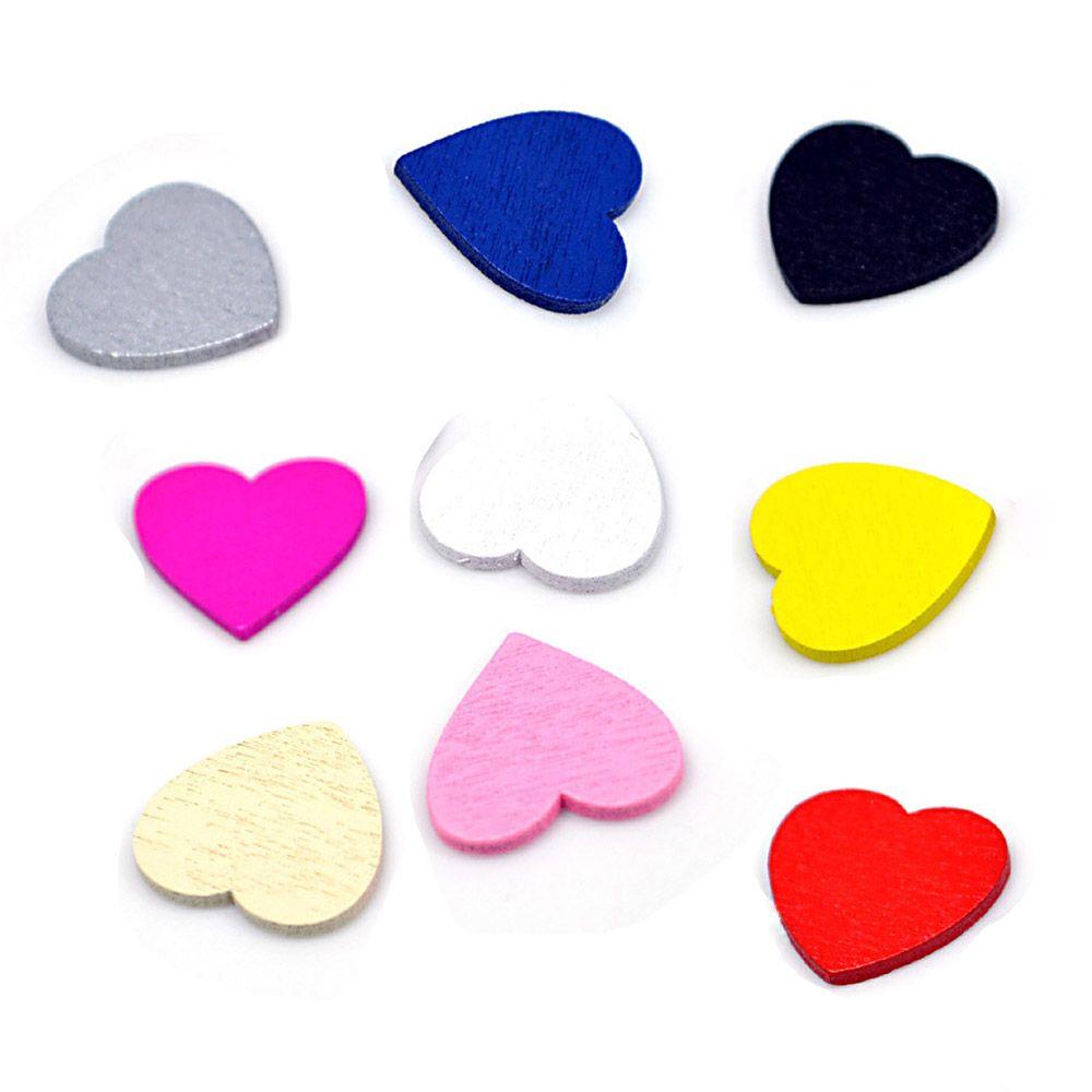 100pcs 18mm Table Decorations DIY Wall Sticker Party Decor Confetti Slices Hearts Shaped Wooden Chips Wood Crafts