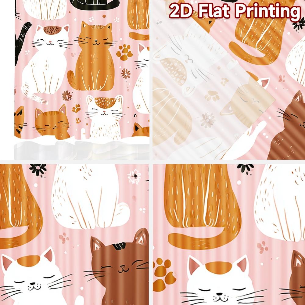2D flat printing 2pcs Curtain Cute Cats Cute Cats Digital Printed Polyester Drapes Party Decorations Use for Indoor Celebrations