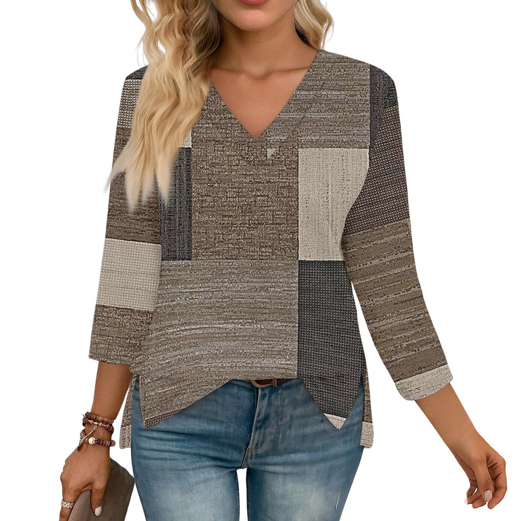 3/4-Ärmel-Shirts für Damen Print Grafik-T-Shirts Blusen Lässig Übergröße Basic Oberteile Pullover