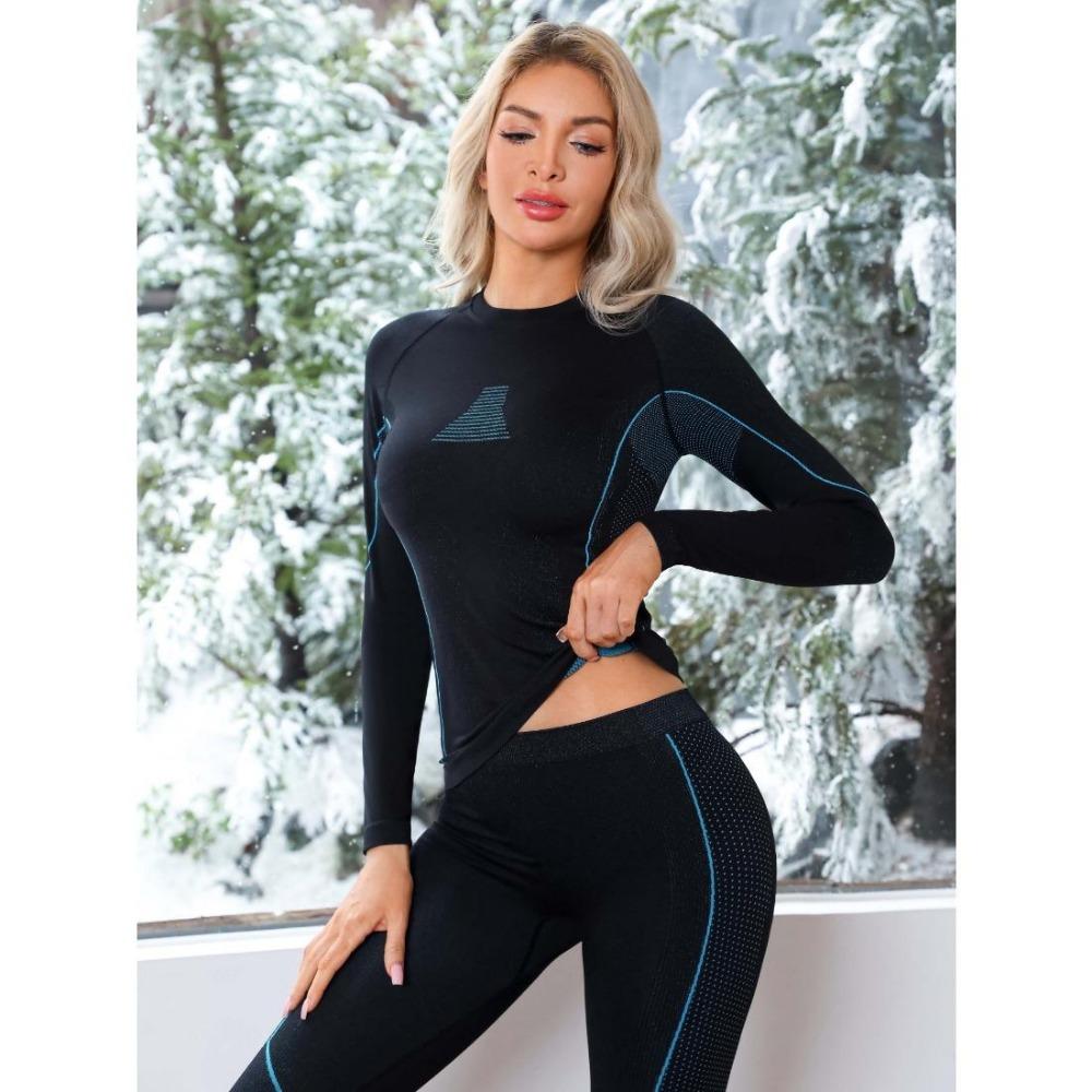 CHARMLEAKS Thermo-Unterwäsche-Set für Damen, Oberteil und Unterteil, lange Unterhose, warme Basisschicht für kaltes Wetter