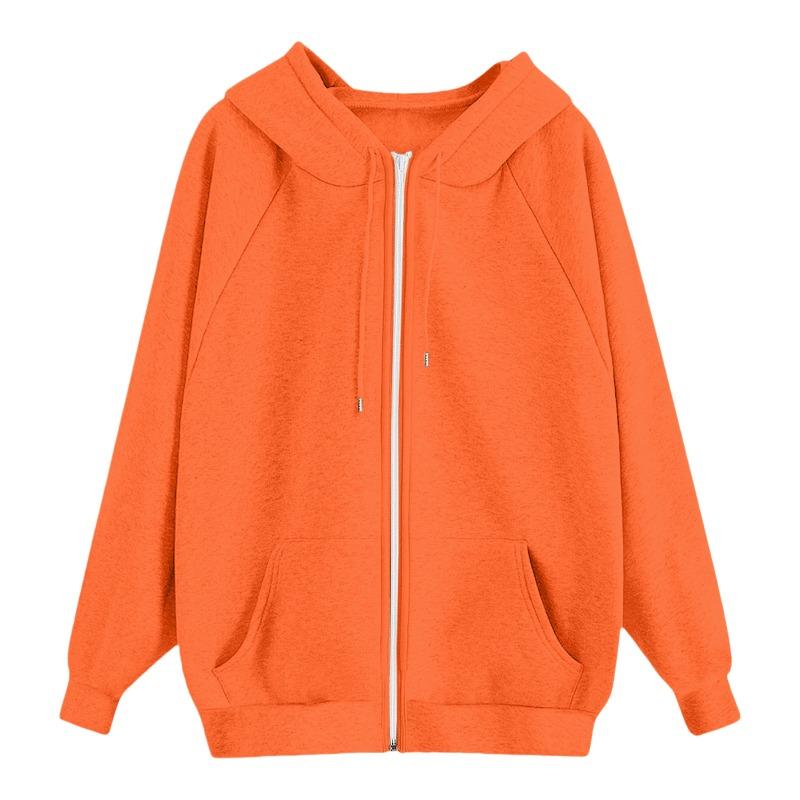 Women's Hooded Sweatshirts Autumn New Lazy Style Casual Loose Zipper Women's Sweatshirts Jackets Fashion Solid Color Streetwear Female Hooded Coats