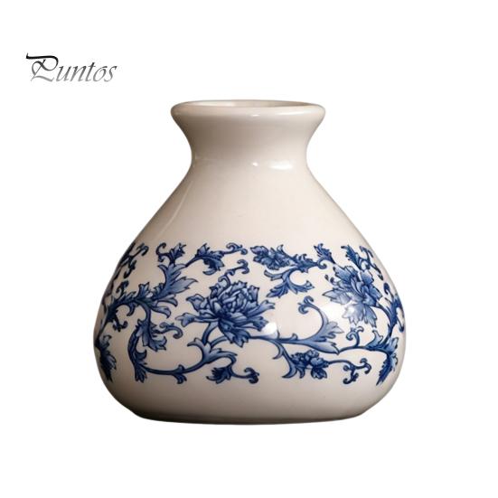 Miniature Flower Pot for Succulents Small Blue and White Porcelains Vase, Mini Chinoiserie Bud Vintage Ceramic Decorative Desktop Planter Oriental