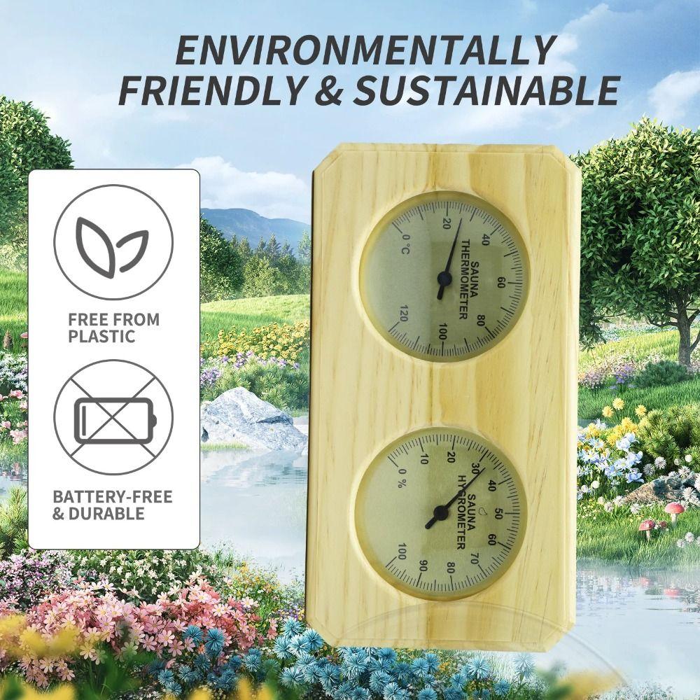 Bimetallic Strip Wall Mounted Thermometer Heat-Resistant Materials Hair Hygroscopic Element Hygrometer Pine Wood Casing