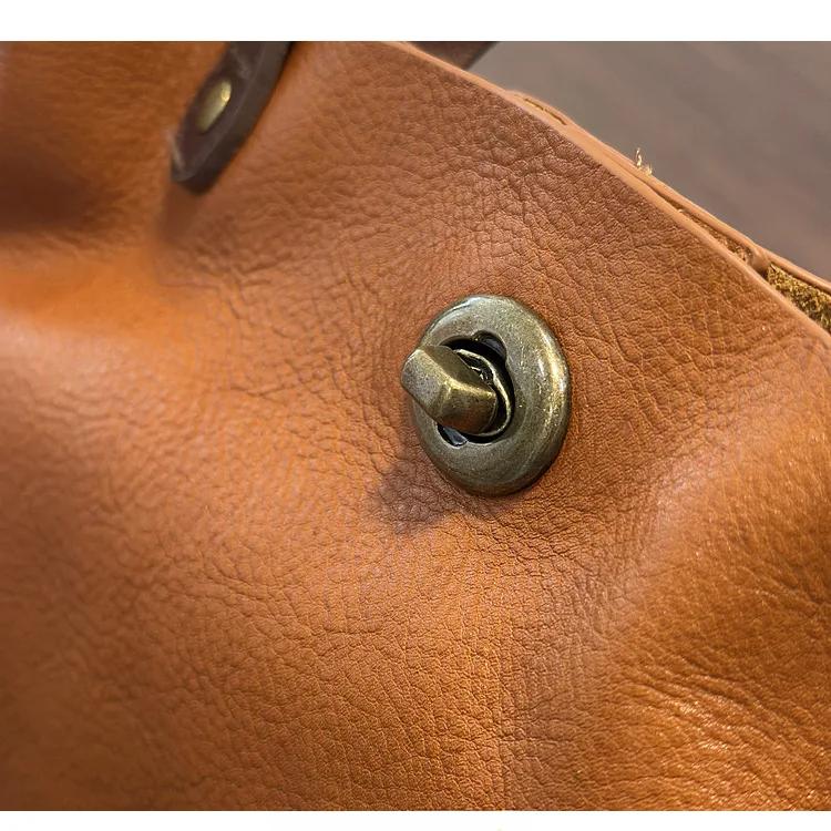 Johnature Women's Genuine Leather Handbag Retro Large Capacity Versatile Shoulder Crossbody Bags