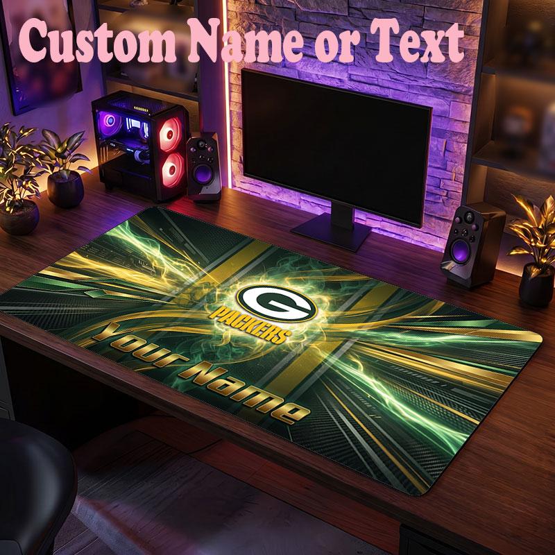 Green Bay Packers Customized Name Text Mouse Pad, Large Desk Mouse Mat Personalized Home Office Present