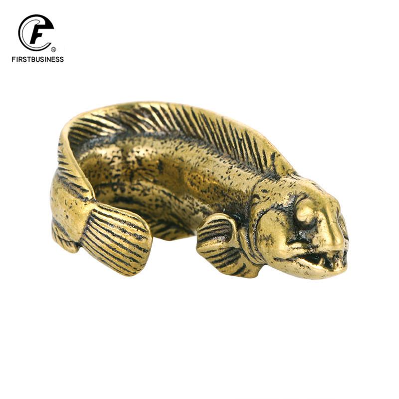 Solid Brass Deep Sea Fish Figurines Miniatures Desktop Ornaments Simulation Animal Small Statue Tea Pets Home Decorations Crafts