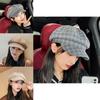 Classic Uk Inspired Plaid Octagon Hat For Women Autumn Winter Windproof Warm Winter Cap