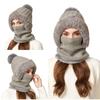 Knitted Hat Thick Velvet Mask Scarf All-in-one Hat   Winter Warm Hat for Women