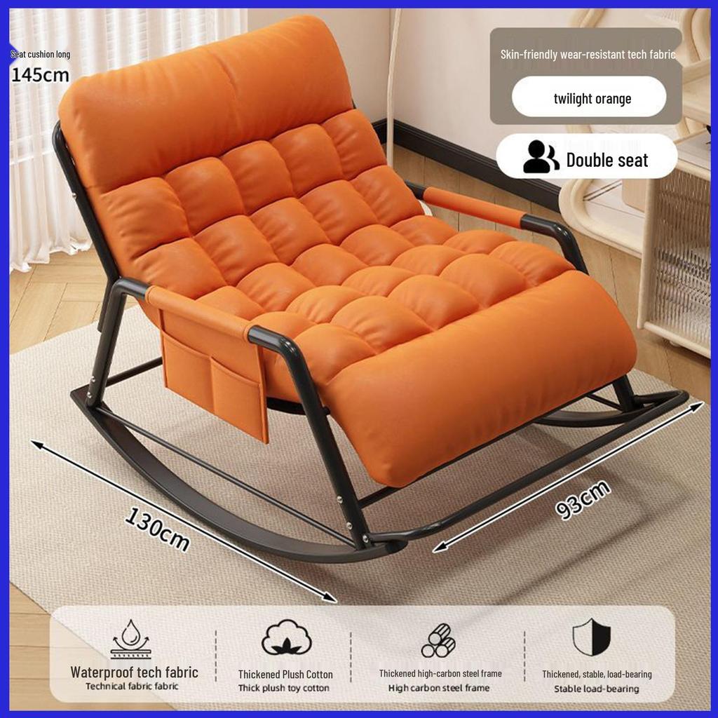 Double Rocking Sofa Chair: Comfortable Lazy Chair for Office, Bedroom, Balcony, Living Room - Perfect for Midday Naps and Leisure.