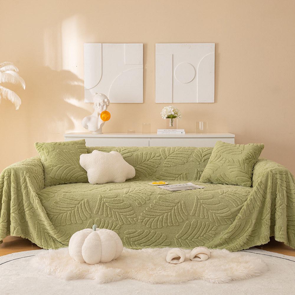 Nowoczesny żakardowy liście aksamitny narzuta na sofę 2 3-osobową polar miękki w kształcie litery L pokrowiec na kanapę pokrowiec na fotel rozkładany wszystkie rozmiary