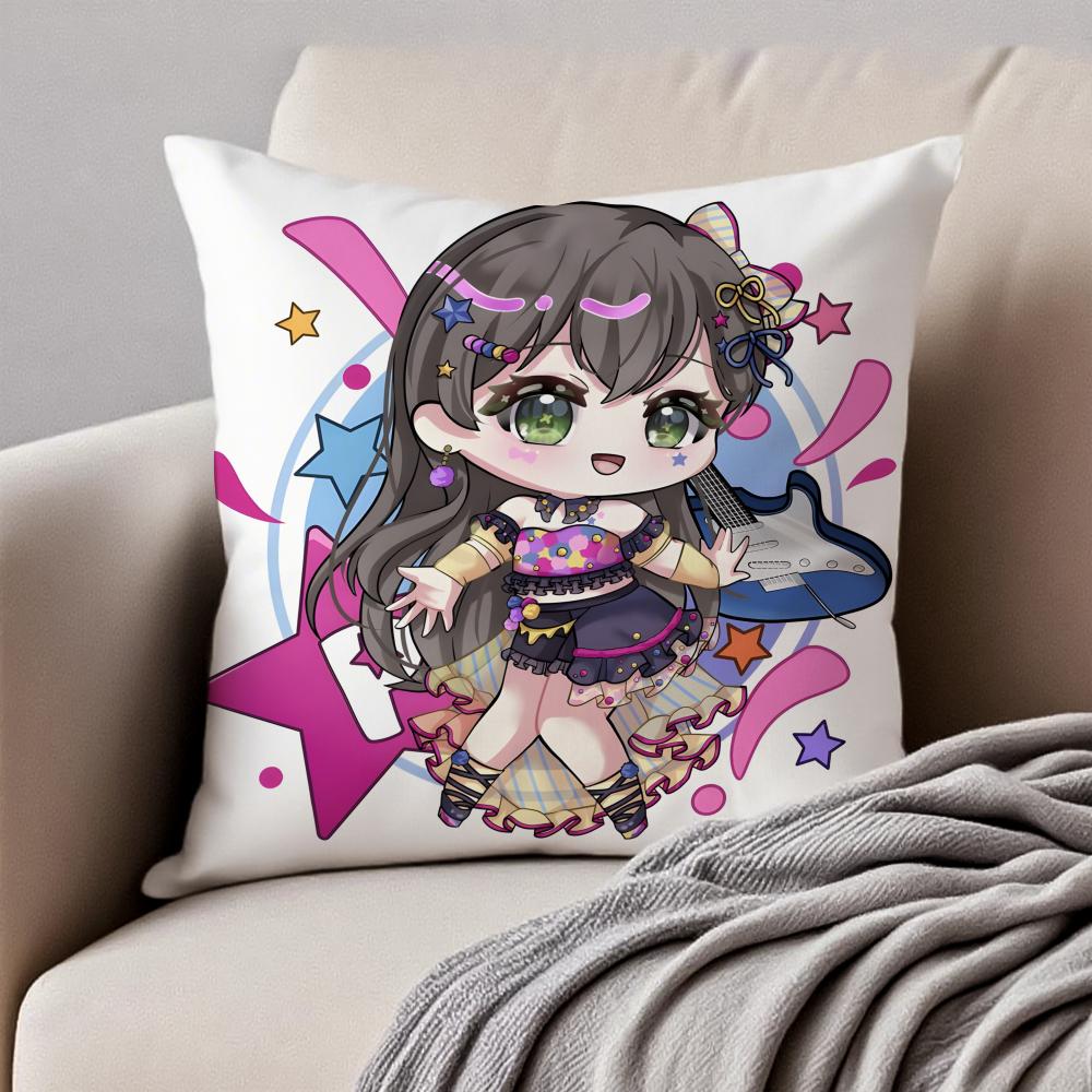 Lovely Anime BBanG Dream Its MyGO Cushion Cover Pillowcase Antidustmite Invisible Zipper Short Plush Sofa Cushion