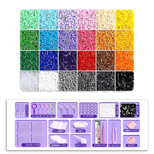 

Набор гладких бусин Coollooda, мини 2,6 мм, 24 цвета, 100 дизайнов, примерно 8400 бусин (плюс 1000 каждого черного и белого) [Обновленный набор инструментов для Mor