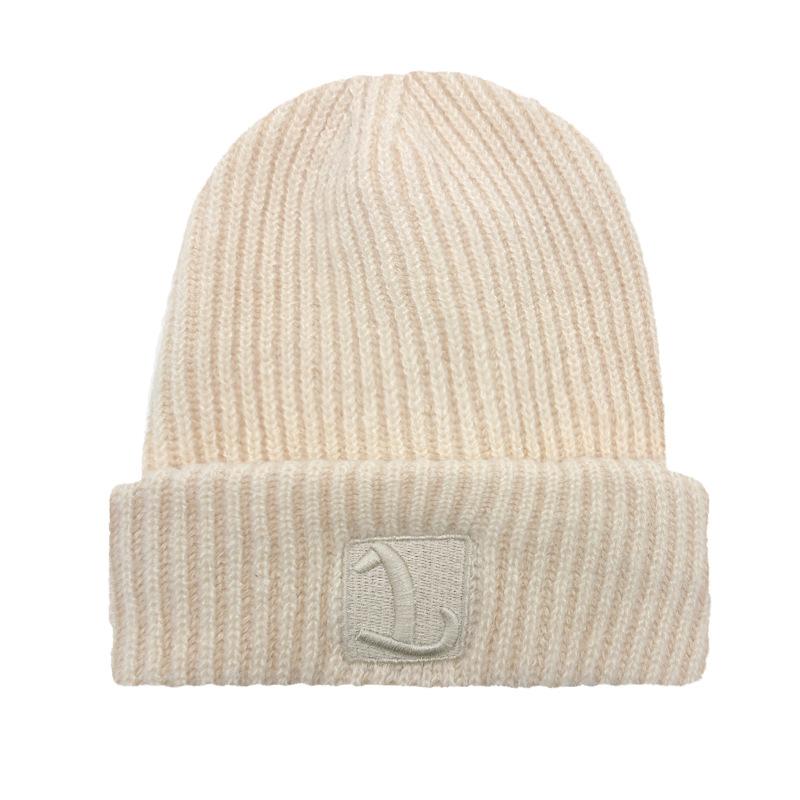 

Solid color blended wool hat women s winter knitted thickened warm hat large elastic cold-proof pile hat cute average size (56-58cm) брудно-білий