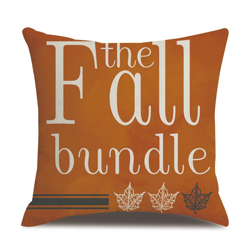 Thanksgiving Linen Pillowcase Autumn Pumpkin Print Pillow Cushion Cover