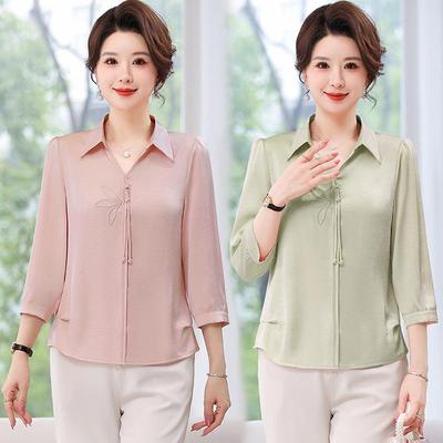 Mom's Stylish Summer Shirt: 2026 New Chinese Style Short-Sleeved Top for Middle-Aged and Elderly Women