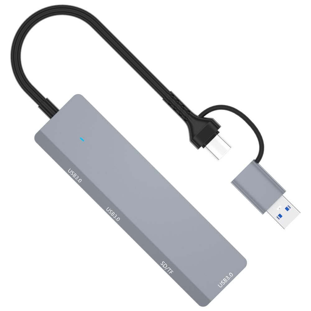 

ADS-310D 2-in-1 Type-C+USB-A to 3x USB 3.0 Hub Splitter with SD/TF Card Slot As Shown A