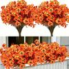 2Pcs Fake Bouquet Realistic Pansy Mixed Color Autumn Red Outdoor Home Garden Decoration Eucalyptus Artificial Flowers