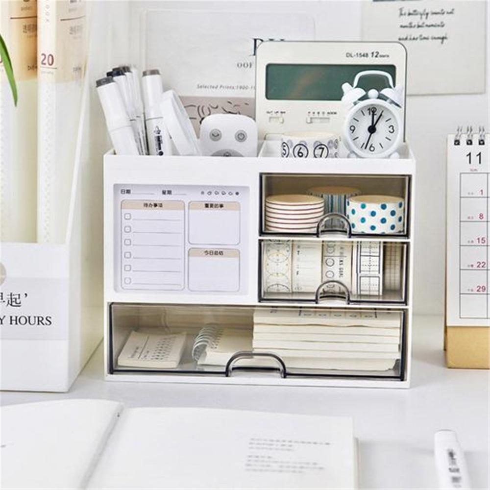 Multifunkční stolní organizér Zásuvková krabička s držákem na pero Velkokapacitní úložný organizér na stůl s mnoha přihrádkami
