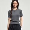 % Cotton knitted sweater women's summer new temperament high-end sense thin twist thin short-sleeved crew neck top thin